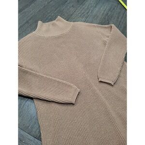 LORD & TAYLOR Women's Long Turtleneck Sweater SIZE Med Beige Blend  Heavyweight